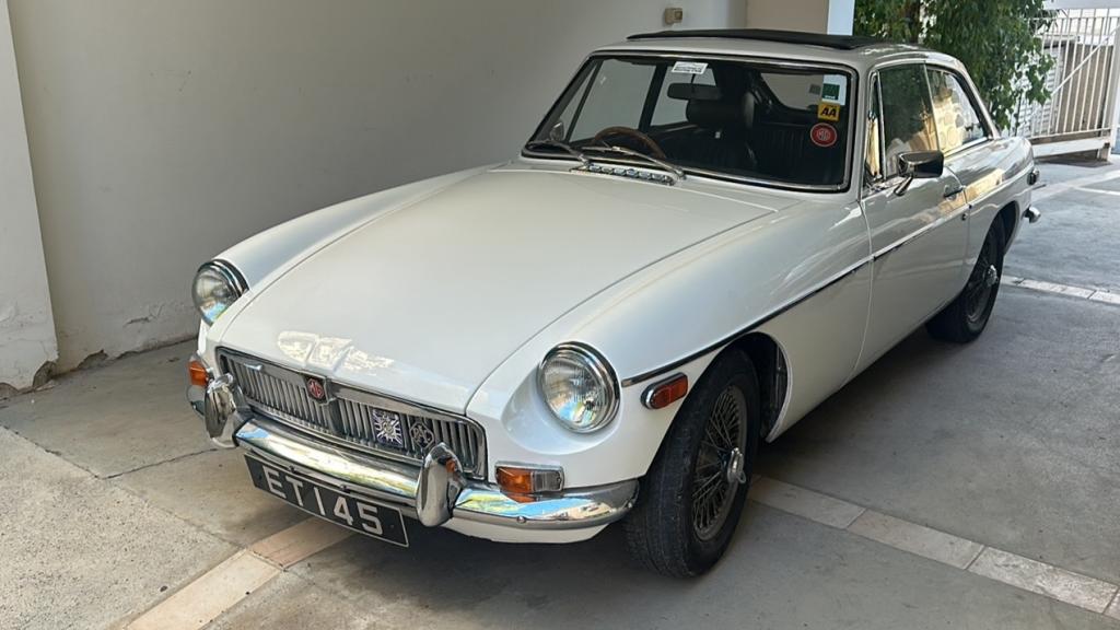 The MG BGT at the home garage in Nicosia Cyprus